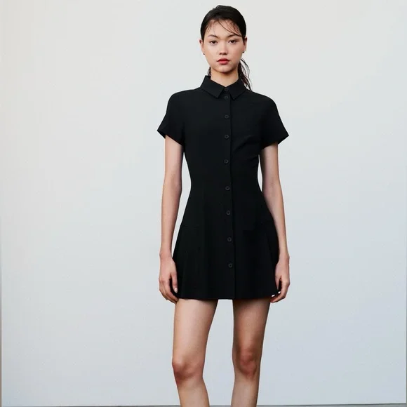 Zara Black Mini Rory Pleated Dress - Picture 2 of 5
